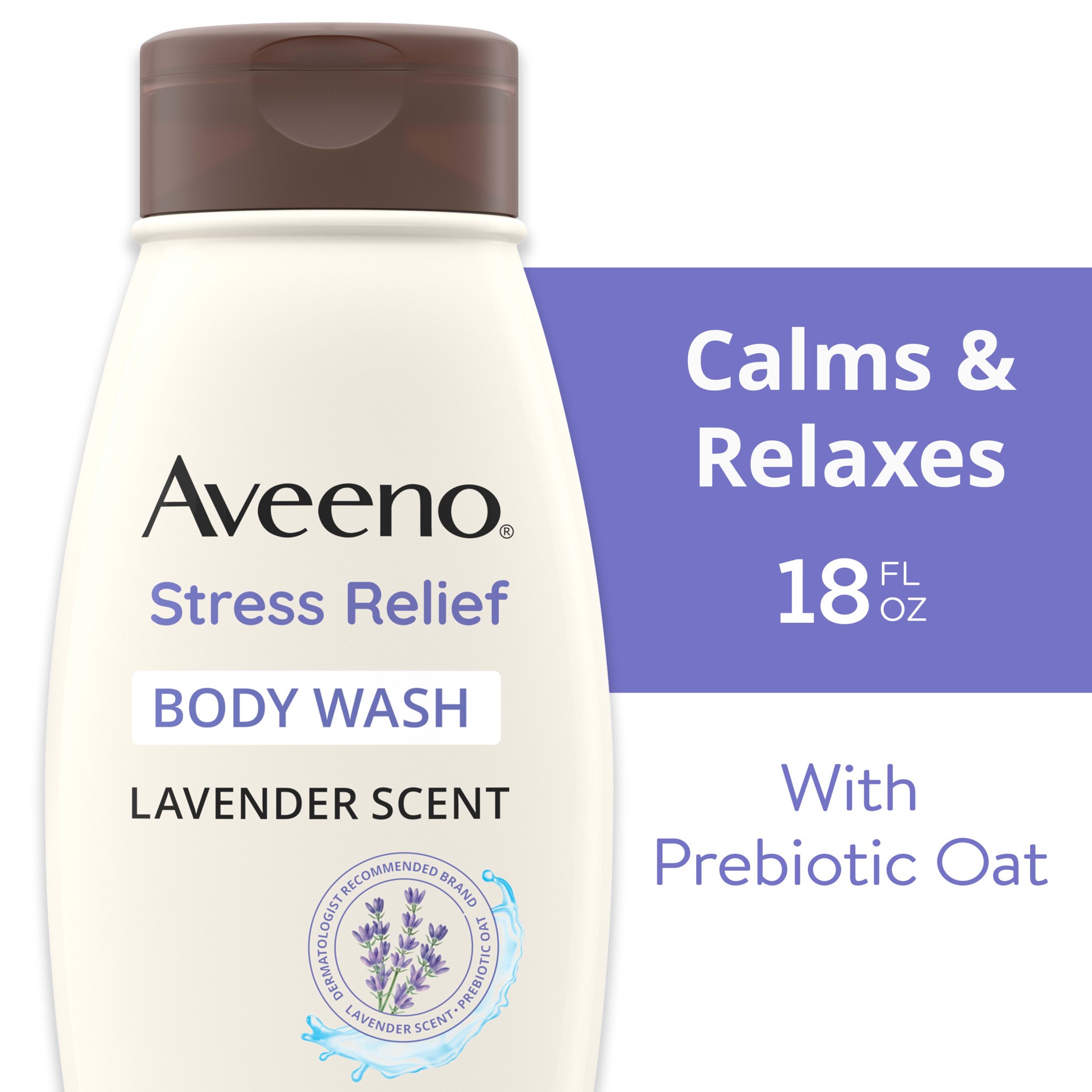 slide 1 of 6, Aveeno Stress Relief Body Wash With Lavender & Chamomile, 18 Oz, 18 oz