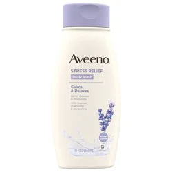 Aveeno Stress Relief Body Wash with Soothing Oat & Lavender Scent for Sensitive Skin, Moisturizing Shower Wash Gently Cleanses & Helps You Feel Calm & Relaxed, Sulfate-Free, 18 fl. oz