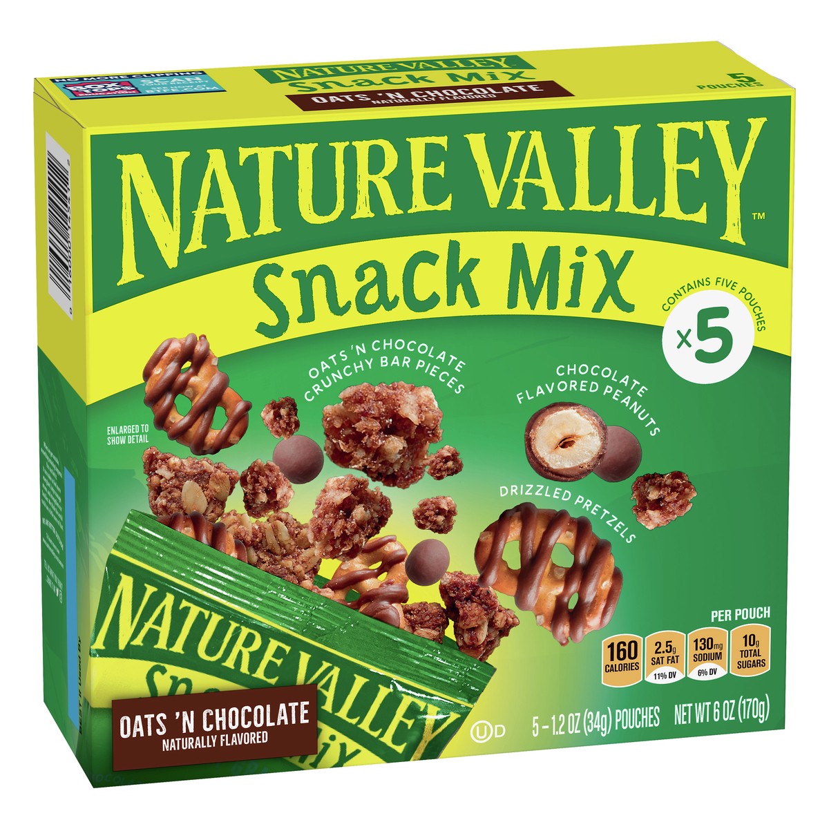 slide 2 of 9, Nature Valley 5 Pack Oats 'N Chocolate Snack Mix 5 1.2 oz 5 ea, 5 ct; 1.2 oz