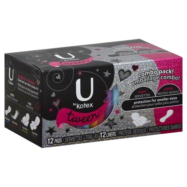 slide 1 of 1, U by Kotex Tween* Pads and Liners Combo Pack, 24 ct