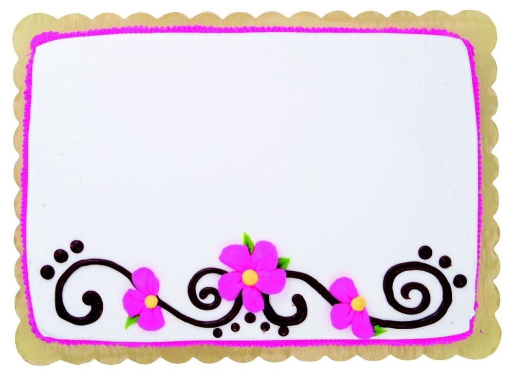 slide 1 of 1, Flower And Scroll With Buttercream Icing Chocolate Cake, 48 oz