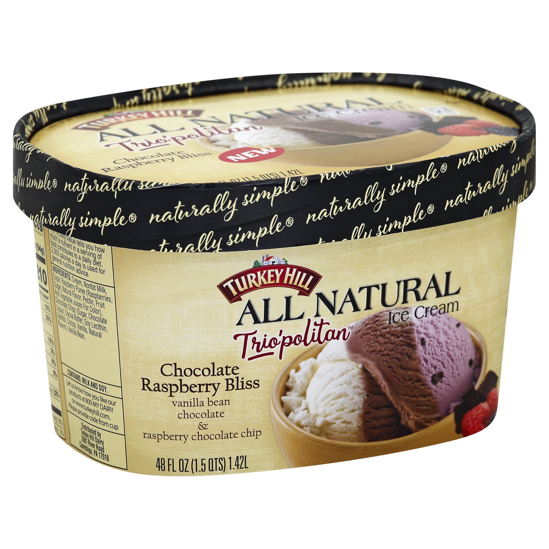 slide 1 of 8, Turkey Hill Trio'Politan All Natural Chocolate Raspberry Bliss, 48 fl oz