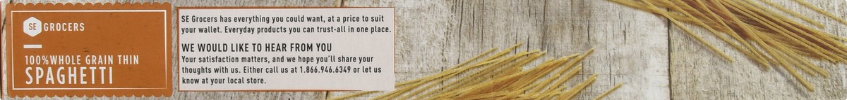 slide 13 of 13, Se Grocers 100% Wg Thin Spag, 16 oz