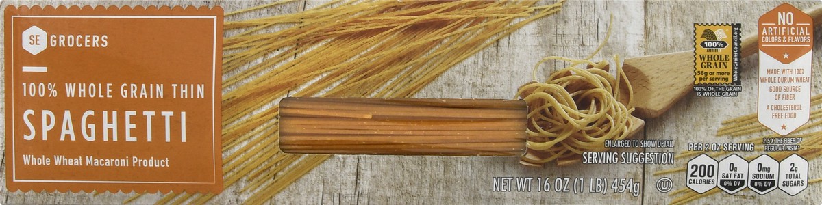 slide 12 of 13, Se Grocers 100% Wg Thin Spag, 16 oz