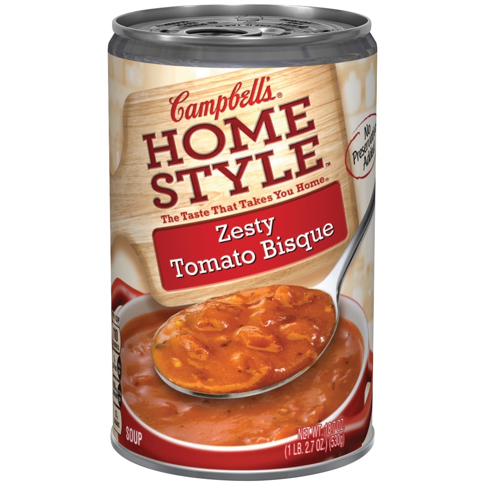 slide 1 of 1, Campbell's Homestyle Zesty Tomato Bisque Soup, 18.7 oz