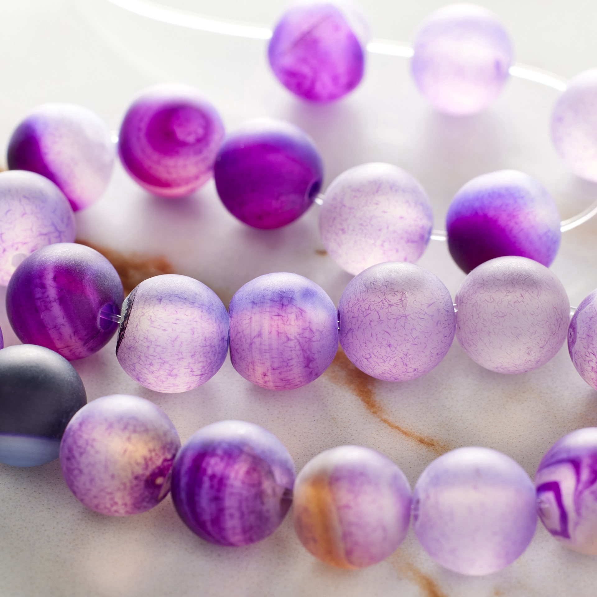 slide 3 of 3, 8mm Purple Dyed Round Agate Beads By Bead Landing, 8mm