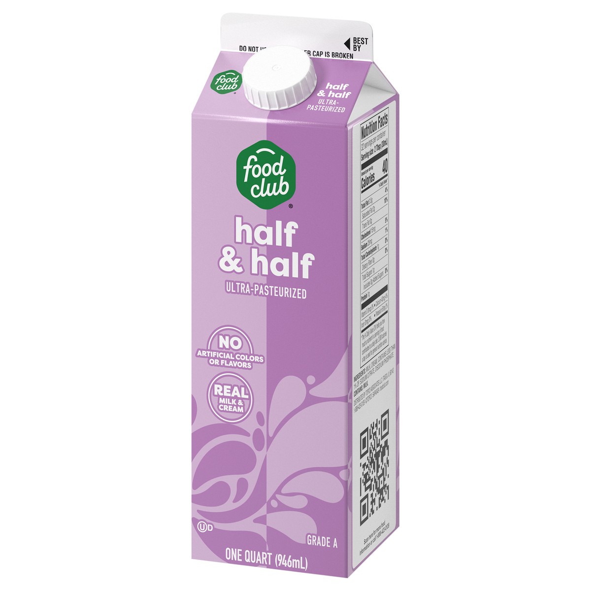 slide 2 of 4, Food Club Half & Half 1 qt, 1 qt