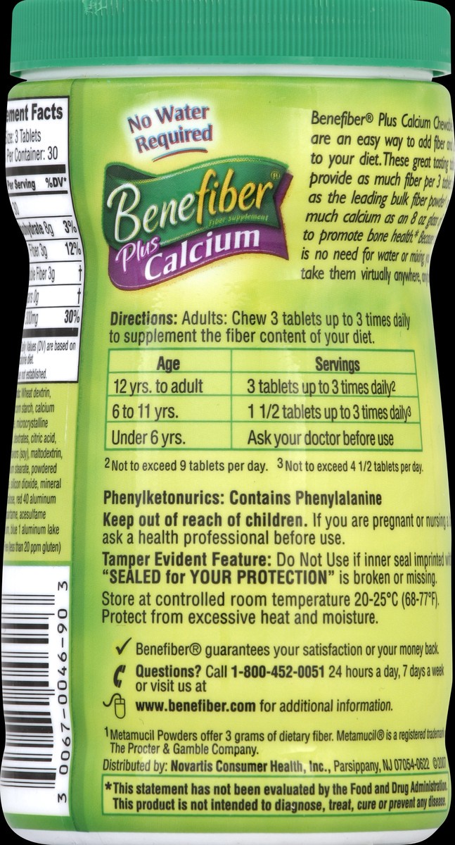 slide 3 of 3, Benefiber Plus Calcium Chewable Tablets Sugar Free Wild Berry, 90 ct