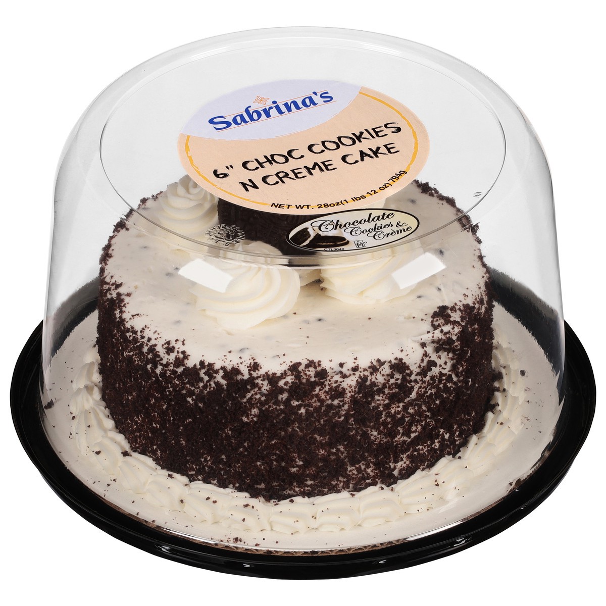 slide 2 of 9, Sabrina's 6 Inch Choc Cookies N Creme Cake 28 oz, 28 oz