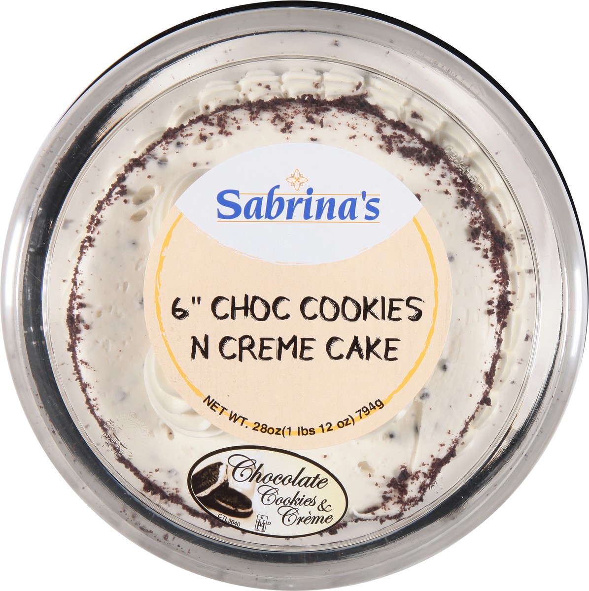 slide 8 of 9, Sabrina's 6 Inch Choc Cookies N Creme Cake 28 oz, 28 oz