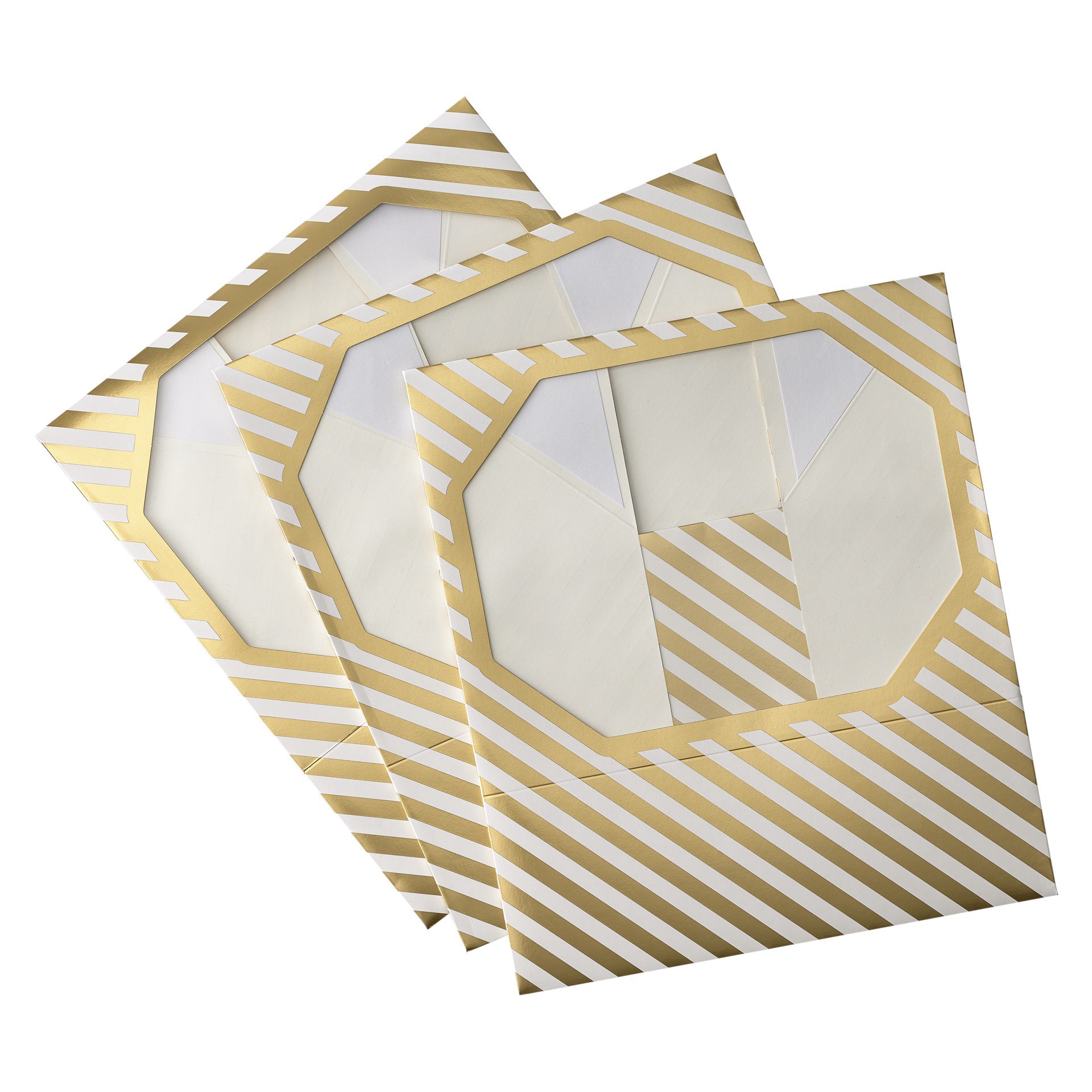 slide 4 of 6, Gold & White Striped Treat Boxes By Celebrate It, 9.5 in x 7.5 in