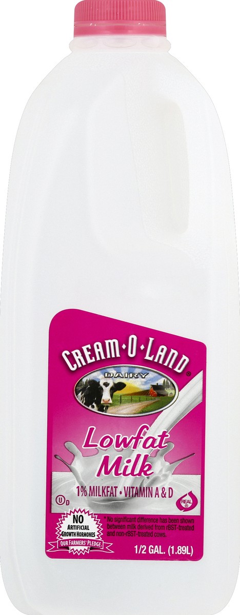 slide 5 of 6, Cream-O-Land Milk, Lowfat, 1% Milkfat, 1/2 gal