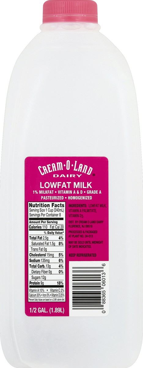 slide 4 of 6, Cream-O-Land Milk, Lowfat, 1% Milkfat, 1/2 gal