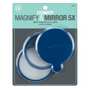 slide 1 of 1, Conair Compact Mirror And 5X Magnifying Glass, 1 ct