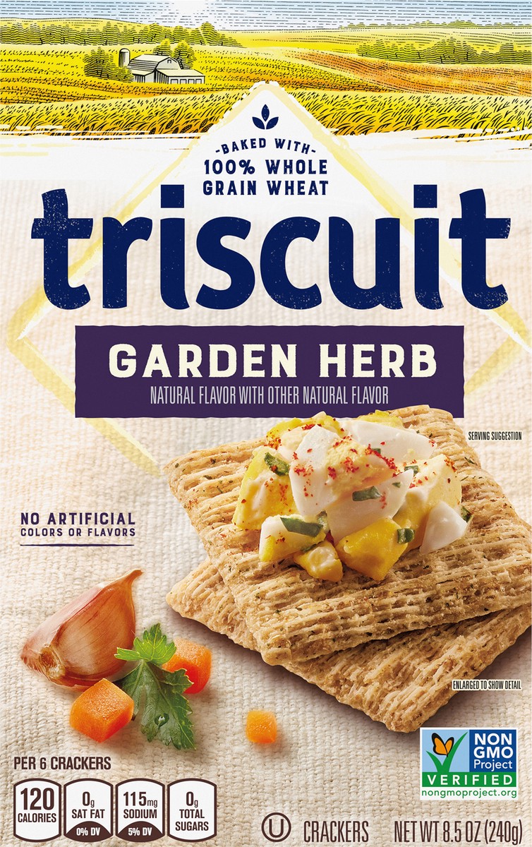 slide 5 of 9, Triscuit Garden Herb Whole Grain Wheat Crackers, 8.5 oz, 8.5 oz