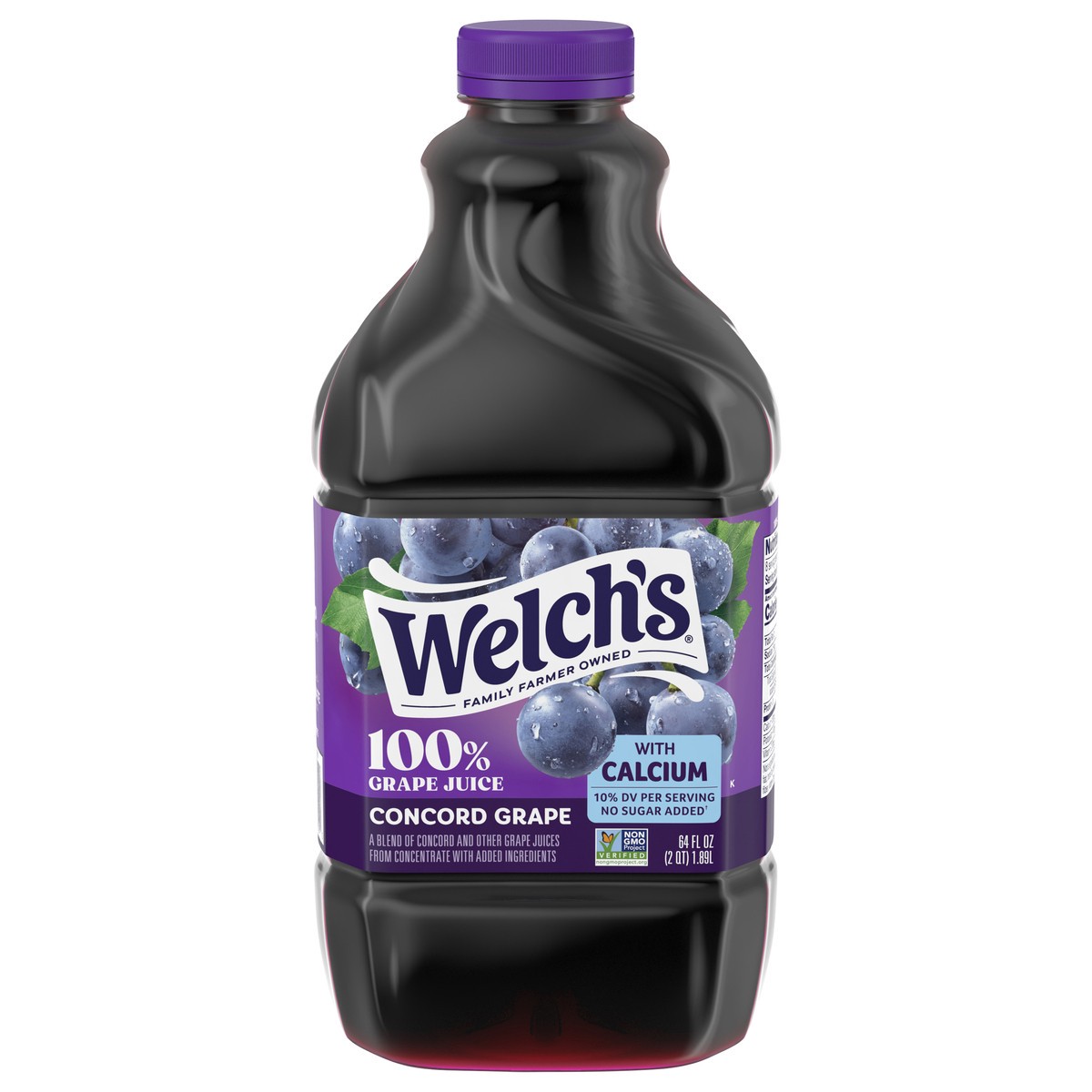 slide 1 of 5, Welch's 100% Grape Juice with Calcium, Concord Grape, 64 fl oz Bottle, 64 fl oz