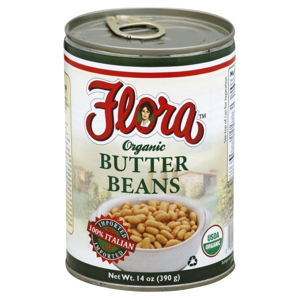 slide 1 of 1, Flora Organic Butter Beans, 14 oz