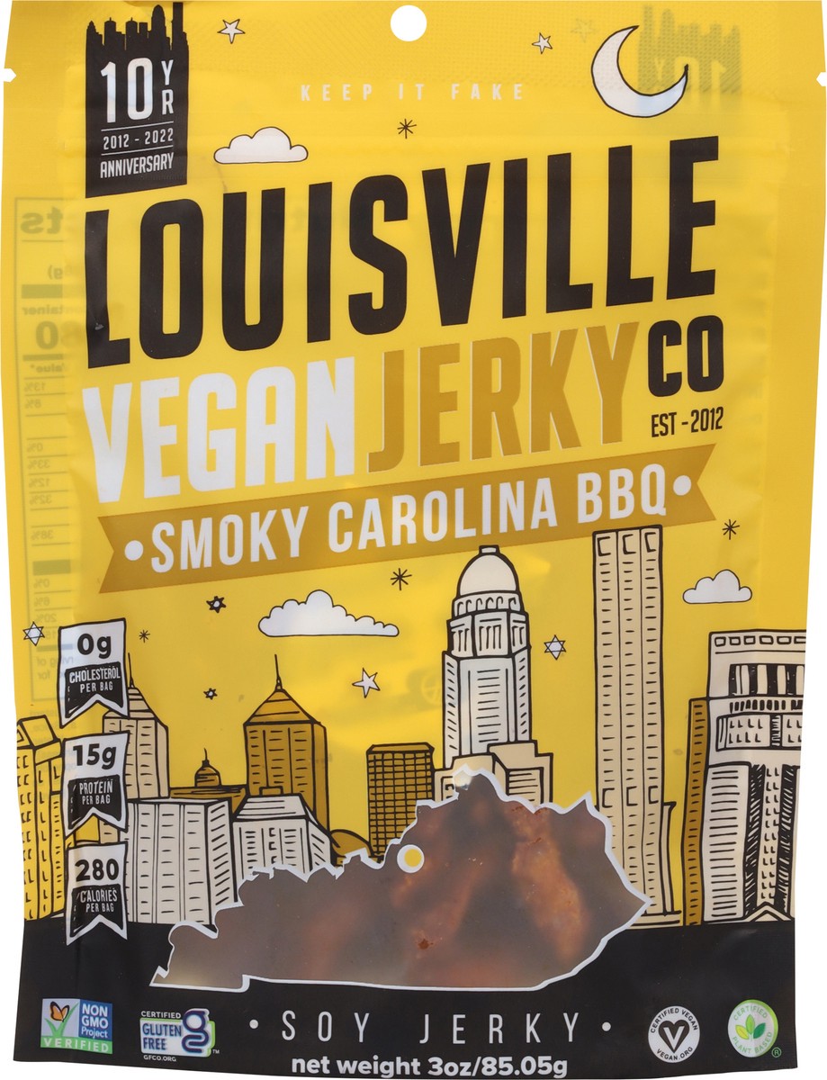 slide 6 of 14, Louisville Vegan Jerky Co. Smoky Carolina BBQ Soy Jerky 3 oz, 1 ct