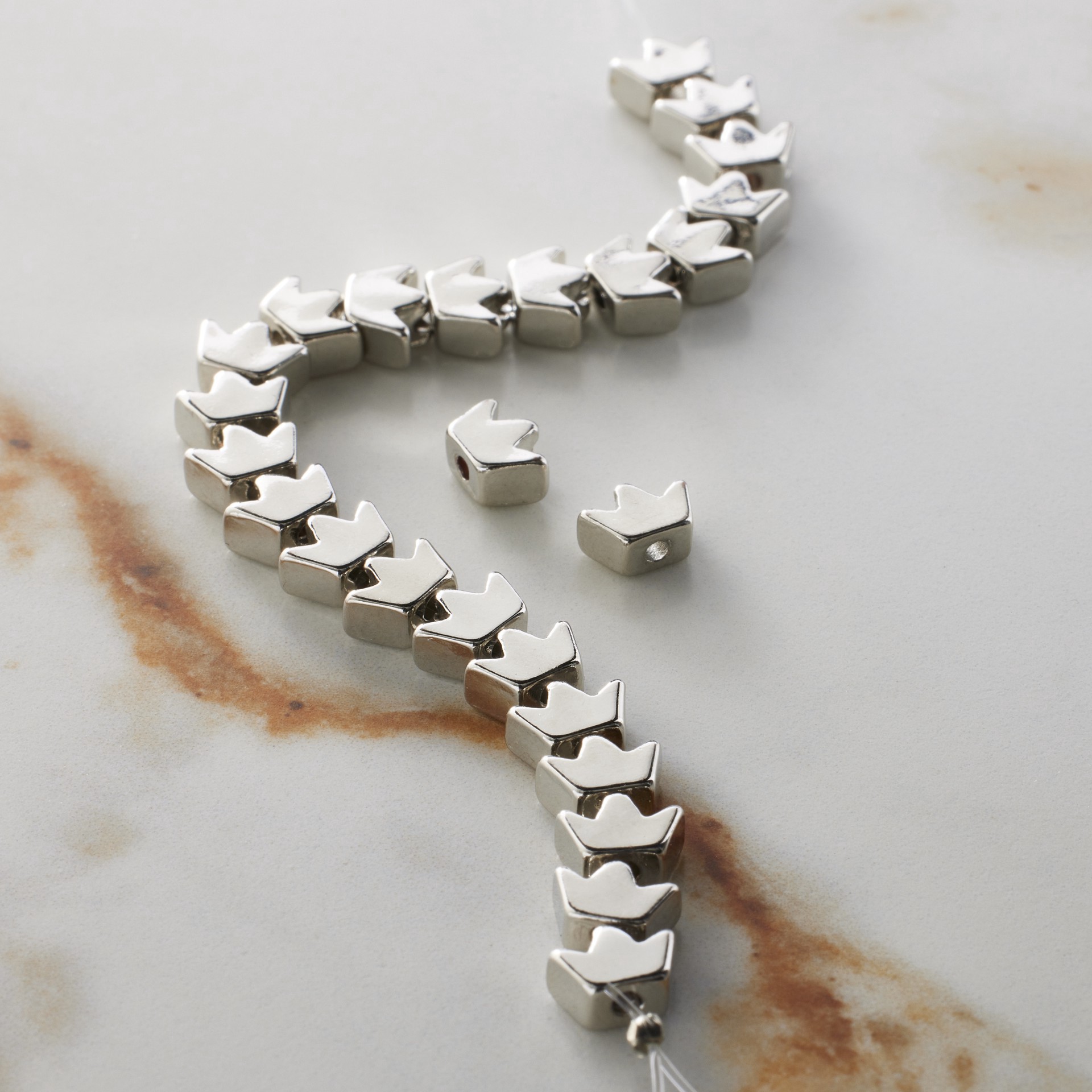 slide 2 of 3, Rhodium Crown Beads, 7mm By Bead Landing, 7mm