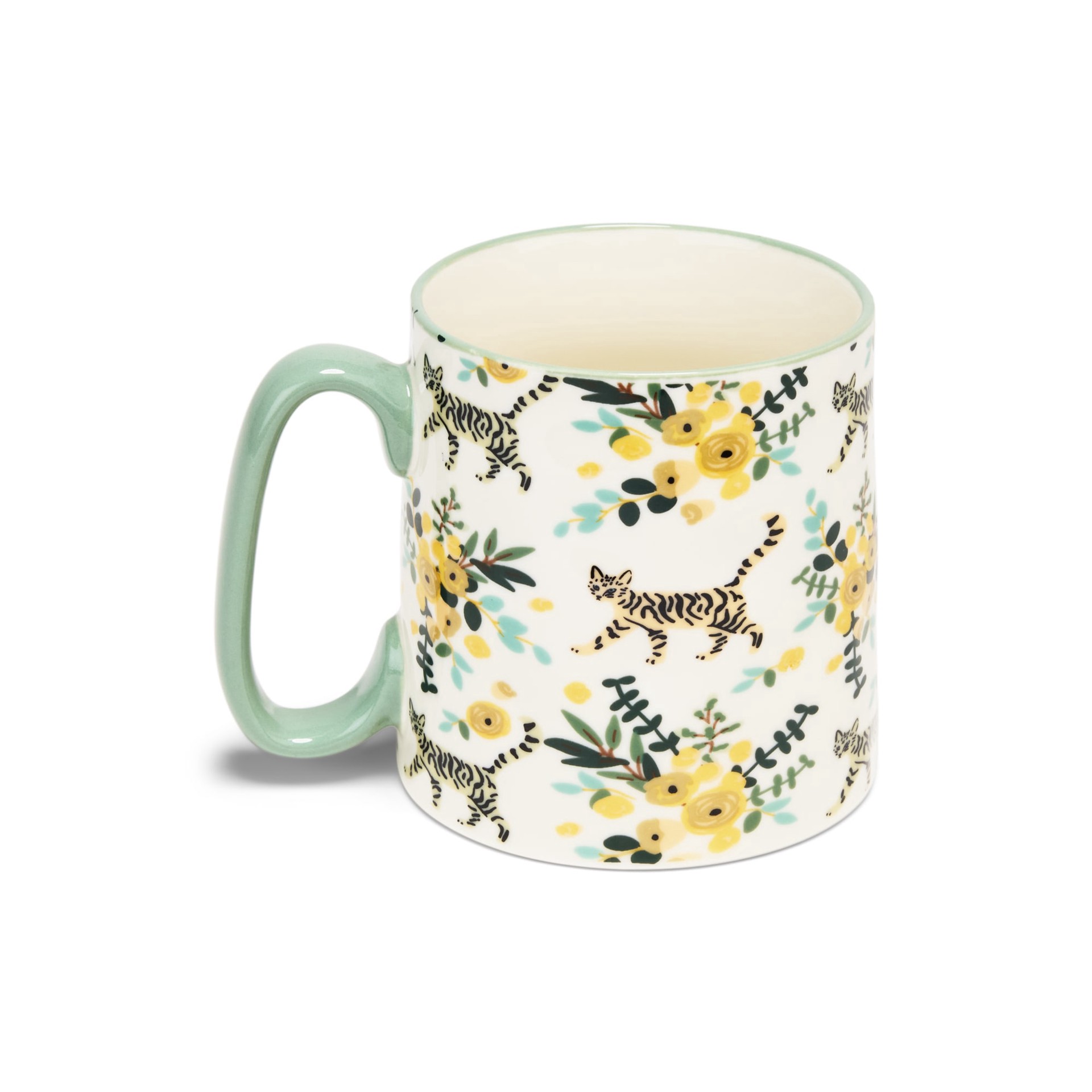 slide 1 of 1, 10 Strawberry Street Bella Striped Cat Floral Mug, 1 ct