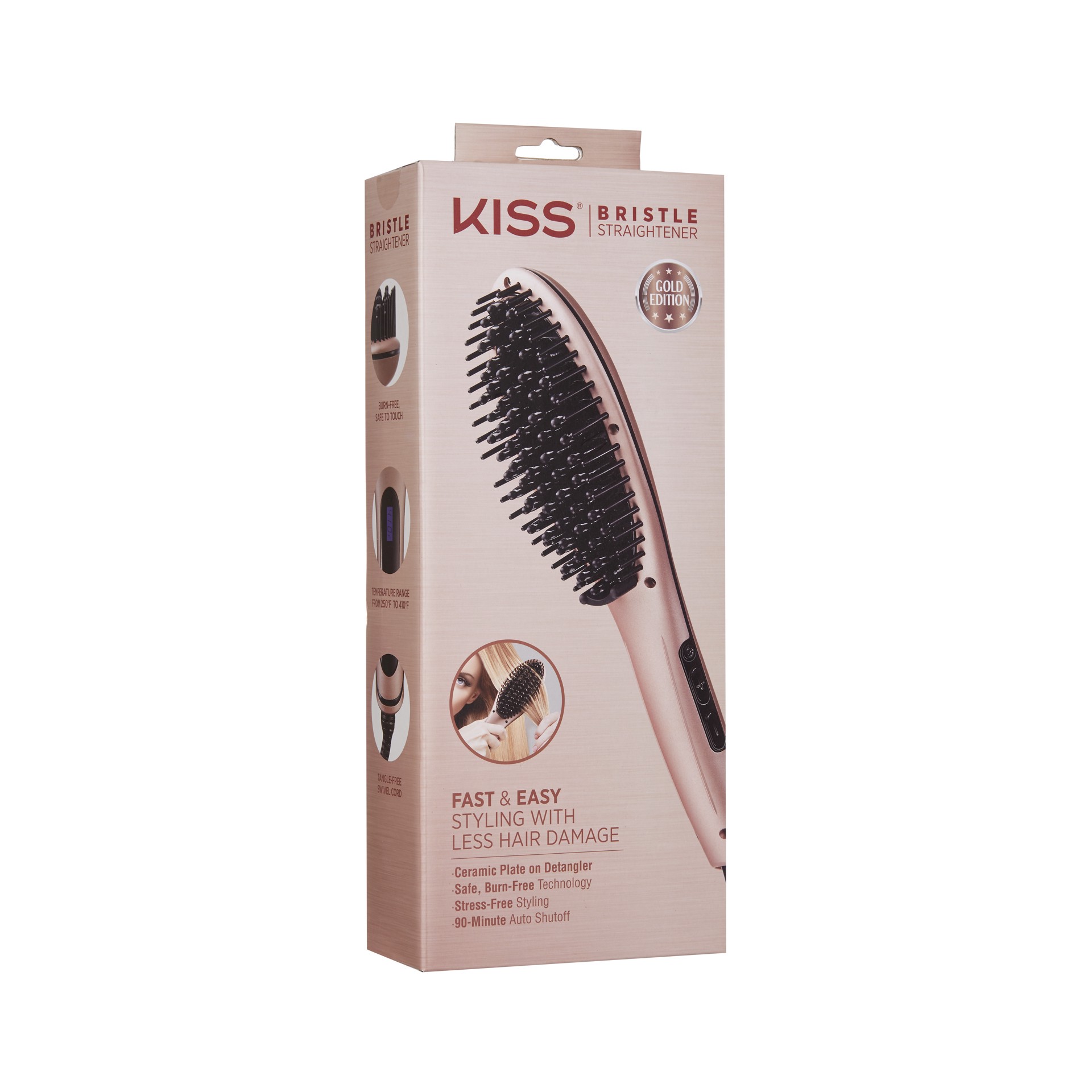 slide 3 of 5, KISS Bristle Hair Straightener, 1 ct