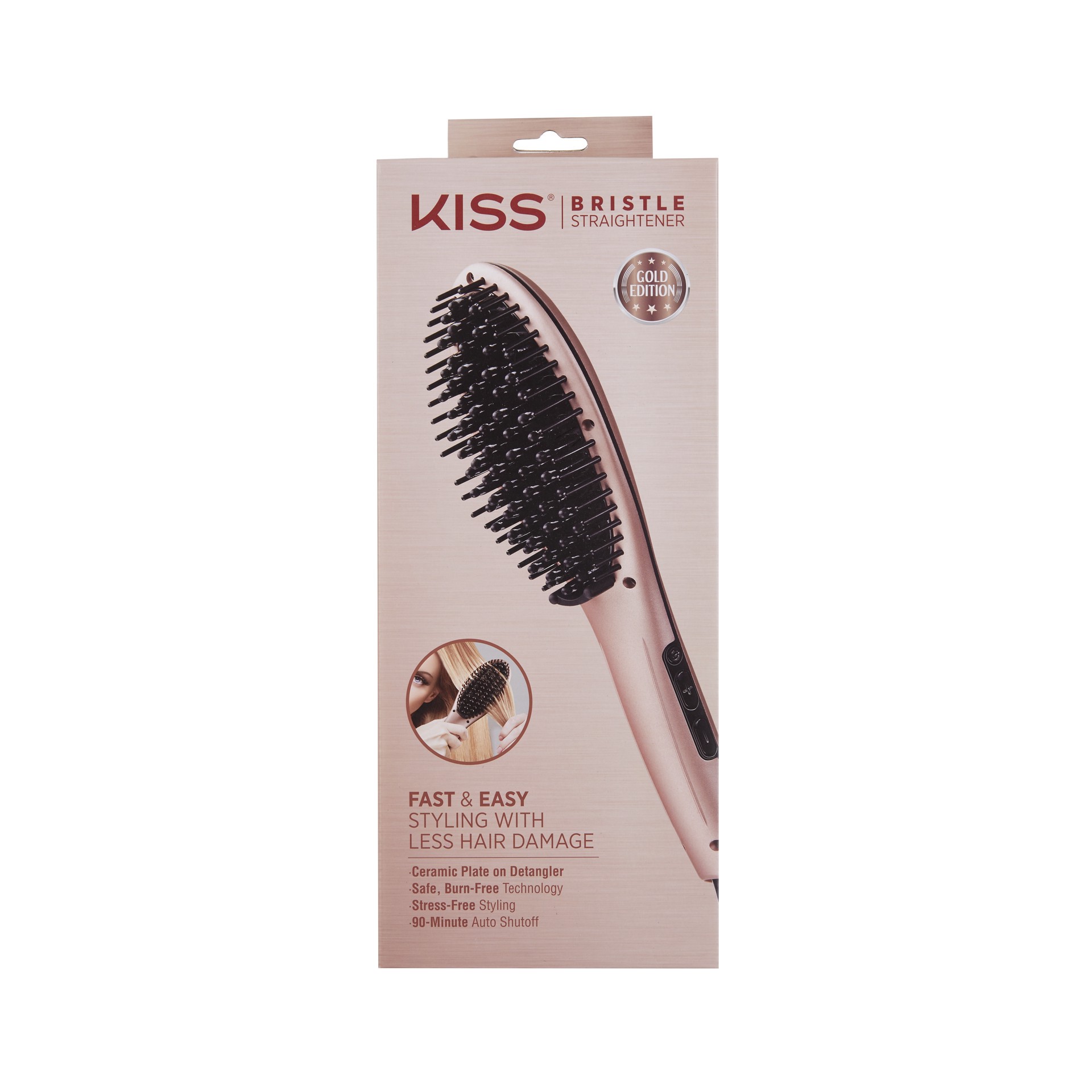 slide 1 of 5, KISS Bristle Hair Straightener, 1 ct