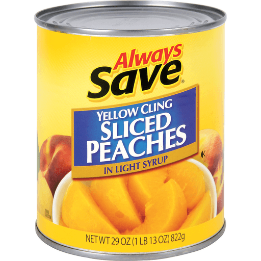 slide 1 of 1, Always Save Yellow Cling Sliced Peaches In Light Syrup, 29 oz