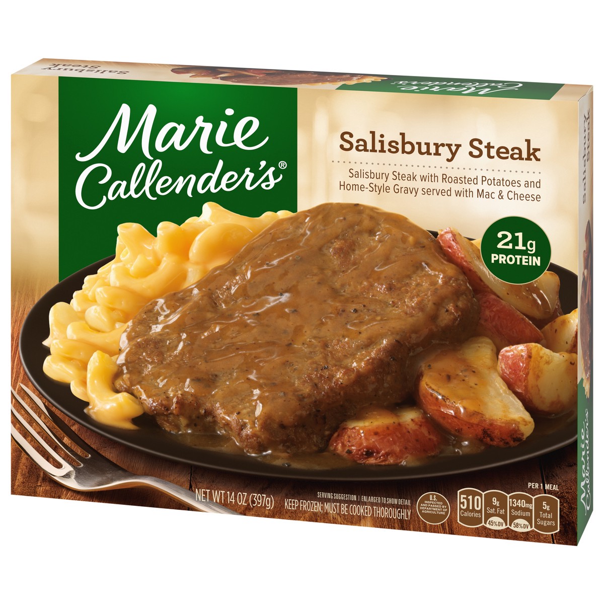 slide 9 of 9, Marie Callender's Frozen Salisbury Frozen Steak Dinner - 14oz, 14 oz