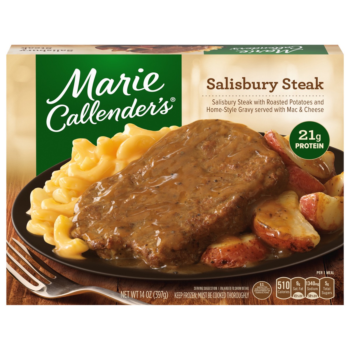 slide 1 of 9, Marie Callender's Frozen Salisbury Frozen Steak Dinner - 14oz, 14 oz