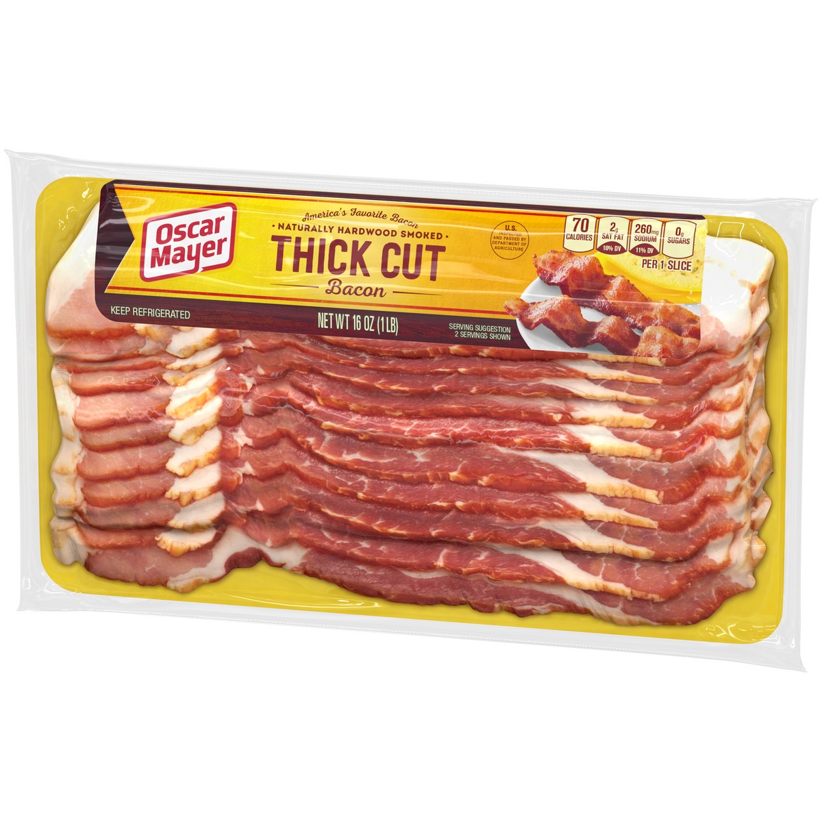 slide 8 of 15, Oscar Mayer Naturally Hardwood Smoked Thick Cut Bacon, 16 oz Pack, 11-13 slices, 16 oz