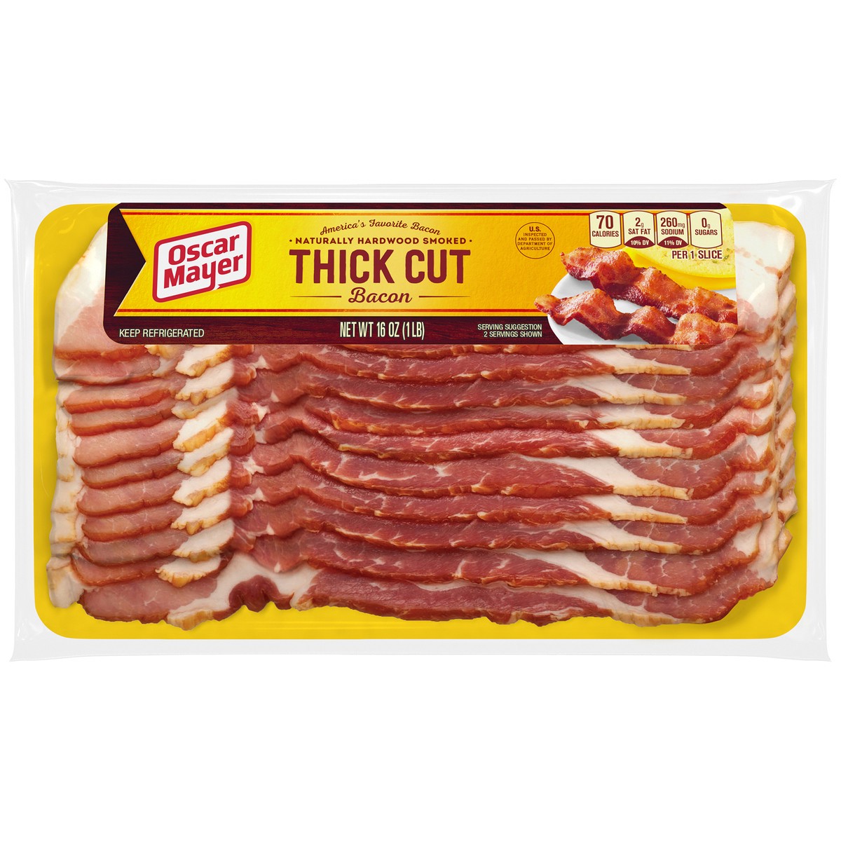 slide 1 of 15, Oscar Mayer Naturally Hardwood Smoked Thick Cut Bacon, 1.0 lb