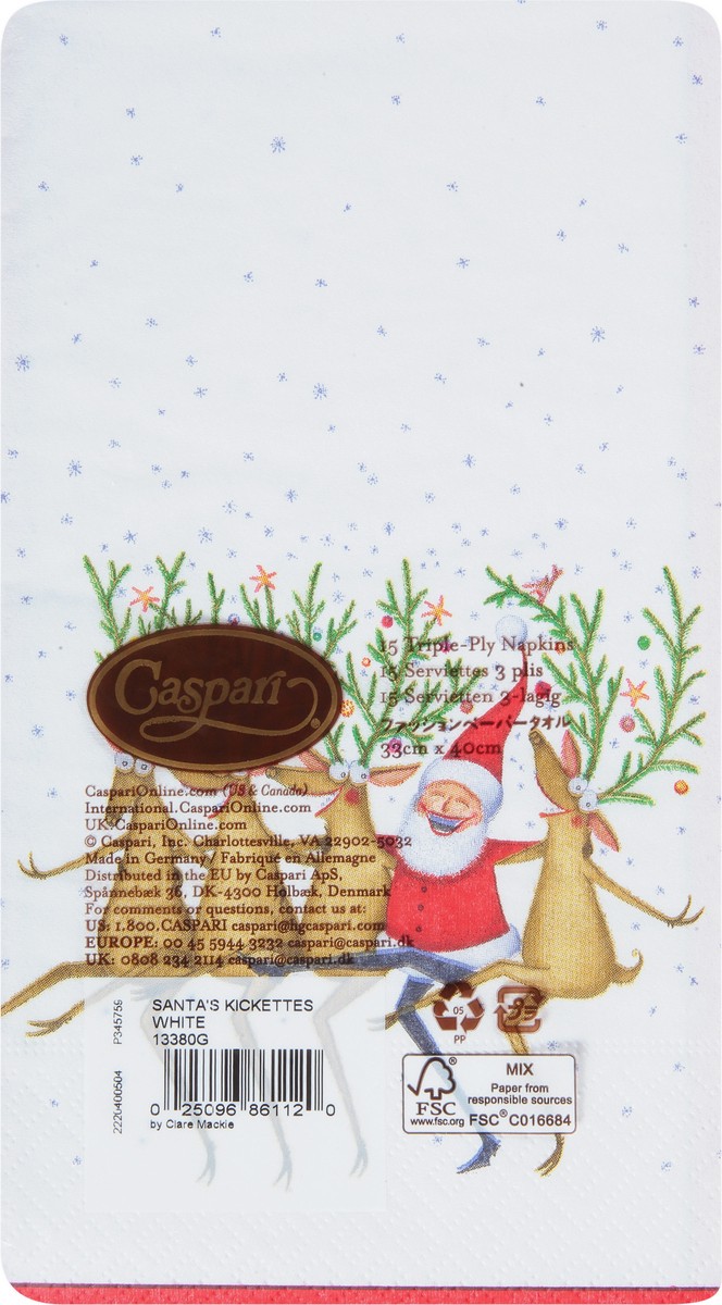 slide 9 of 12, Caspari Santa's Kickettes White 3-Ply Napkins 15 ea, 15 ct