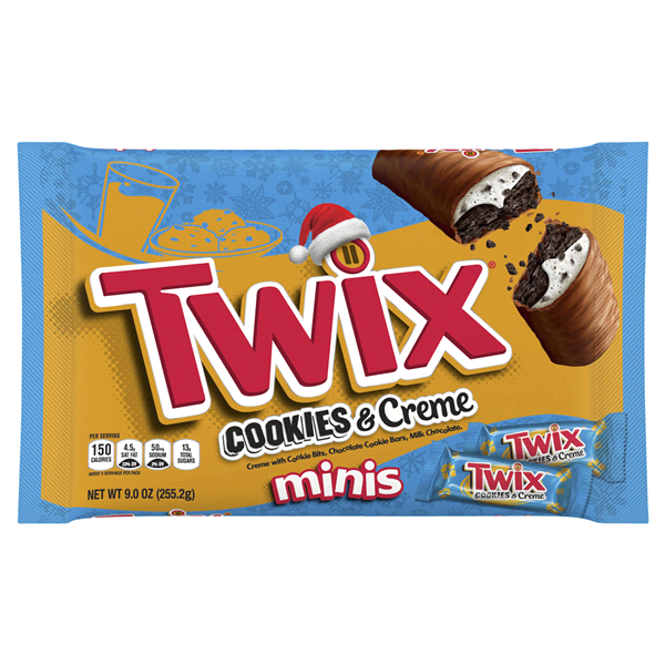 slide 1 of 1, TWIX Minis Holiday Cookies & Creme Chocolate Cookie Bars, 9 oz