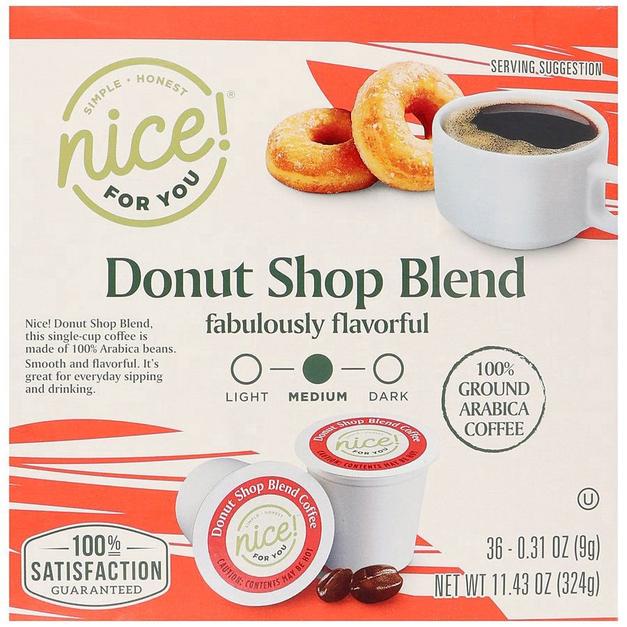 slide 4 of 5, Nice! For You Donut Shop Blend Coffee Single Serve Cups, 0.31 oz x 36 ct