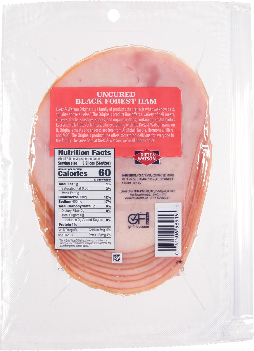 slide 9 of 9, Dietz & Watson Uncured Black Forest Ham 7 oz, 7 oz