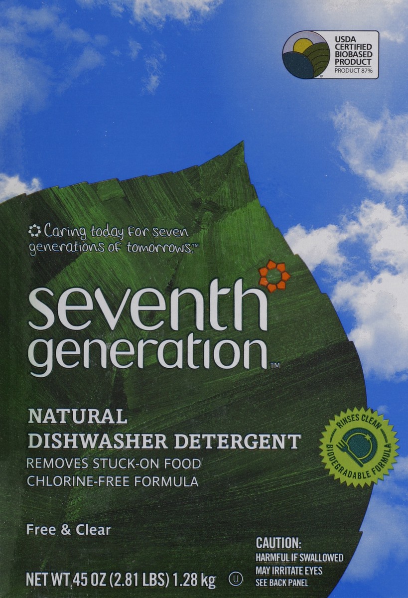 slide 3 of 4, Seventh Generation Free & Clear Dishwasher Detergent Powder Fragrance Free 45 Oz, 45 oz