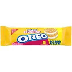 OREO Double Stuf Golden Sandwich Cookies, King Size, 4 oz Snack Pack (8 Cookies Per Pack)