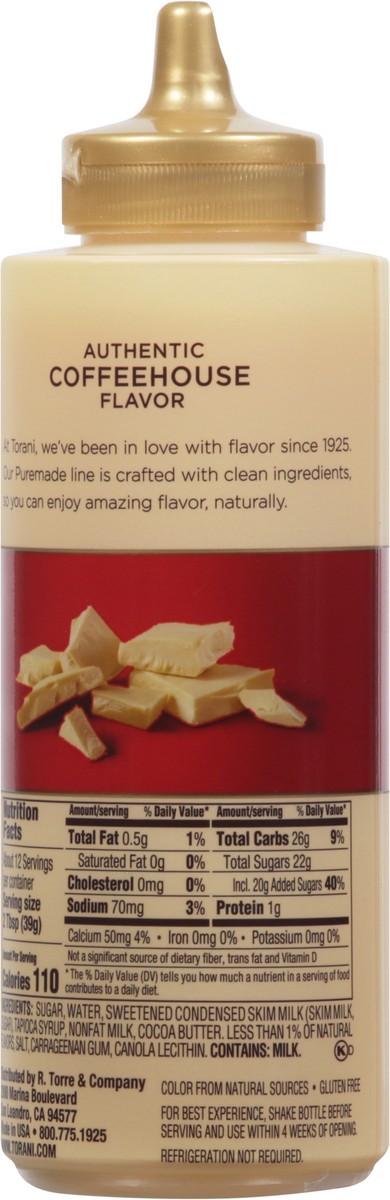 slide 8 of 9, Torani White Chocolate Flavored Puremade Sauce - 16.5 oz, 16.5 oz