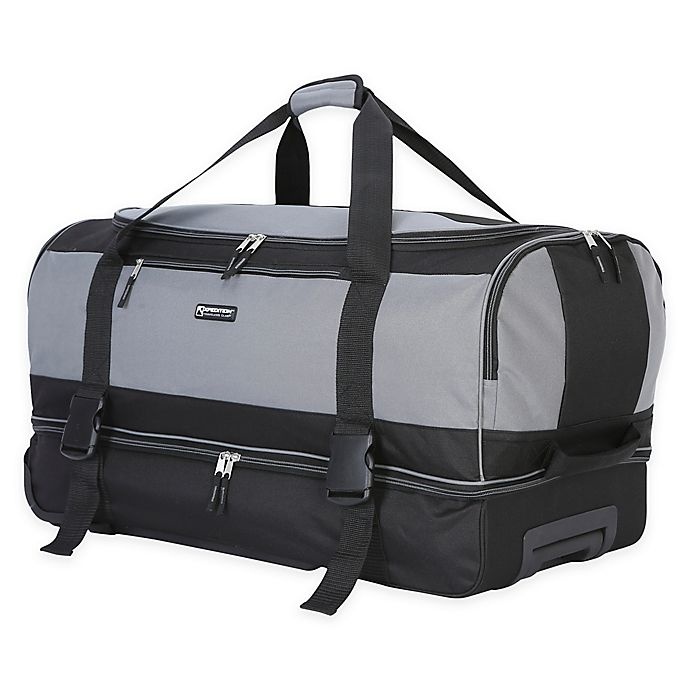 slide 1 of 8, Traveler's Club Luggage Traveler's Club XPedition Rolling Drop-Bottom Duffle Bag - Black/Grey, 30 in