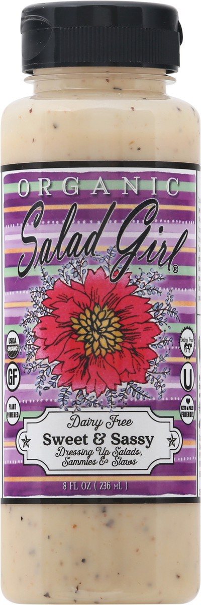 slide 2 of 9, Salad Girl Organic Dairy Free Sweet & Sassy Dressing 8 oz, 