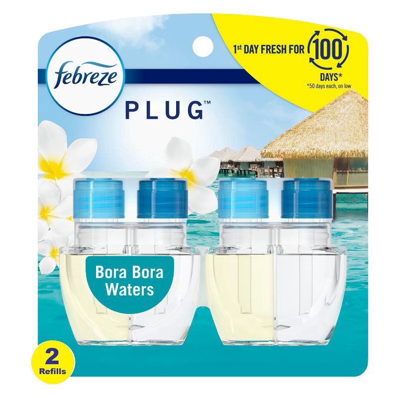slide 1 of 5, Febreze Plug Bora Bora Waters Air Freshener Refill, 2 ct; 0.87 oz