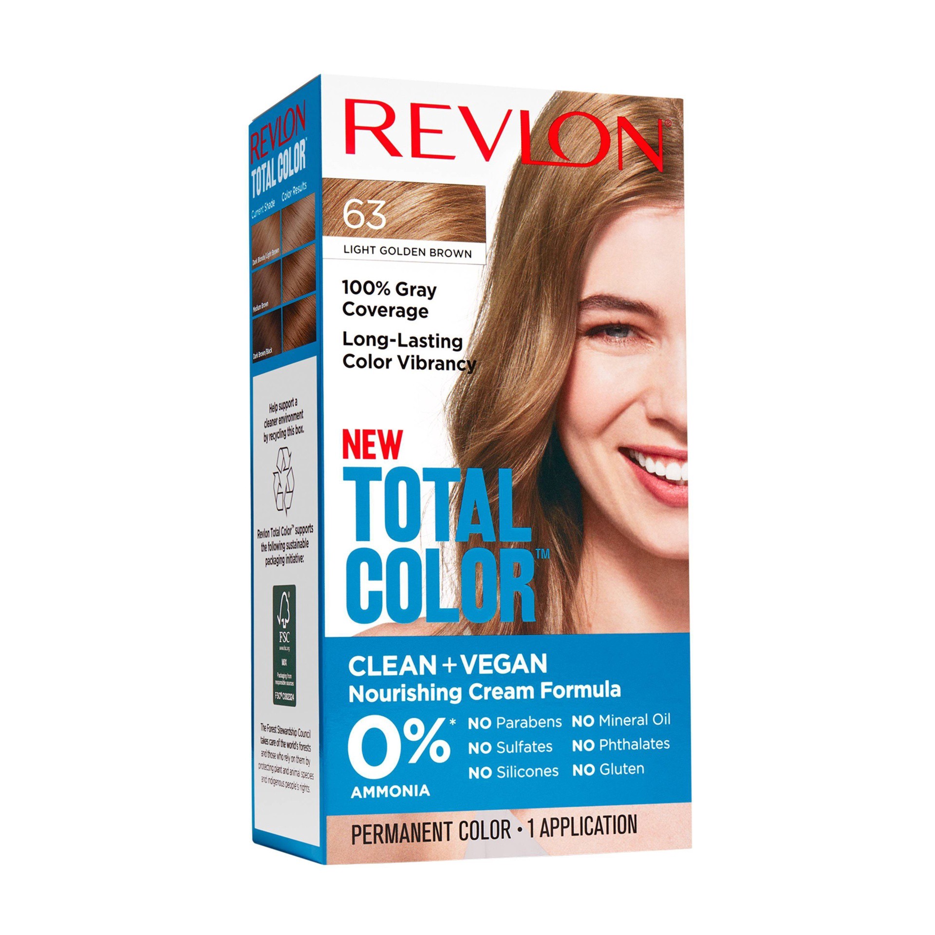 slide 1 of 9, Revlon Total Color Clean and Vegan Hair Color with 100% Gray Coverage - Light Golden Brown, 5.94 fl oz