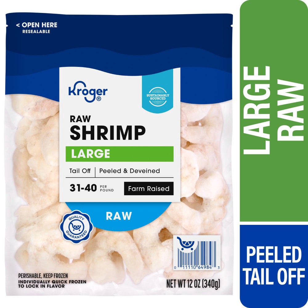 slide 1 of 5, Kroger® Large Raw Shrimp Peeled & Deveined Tail Off, 12 oz
