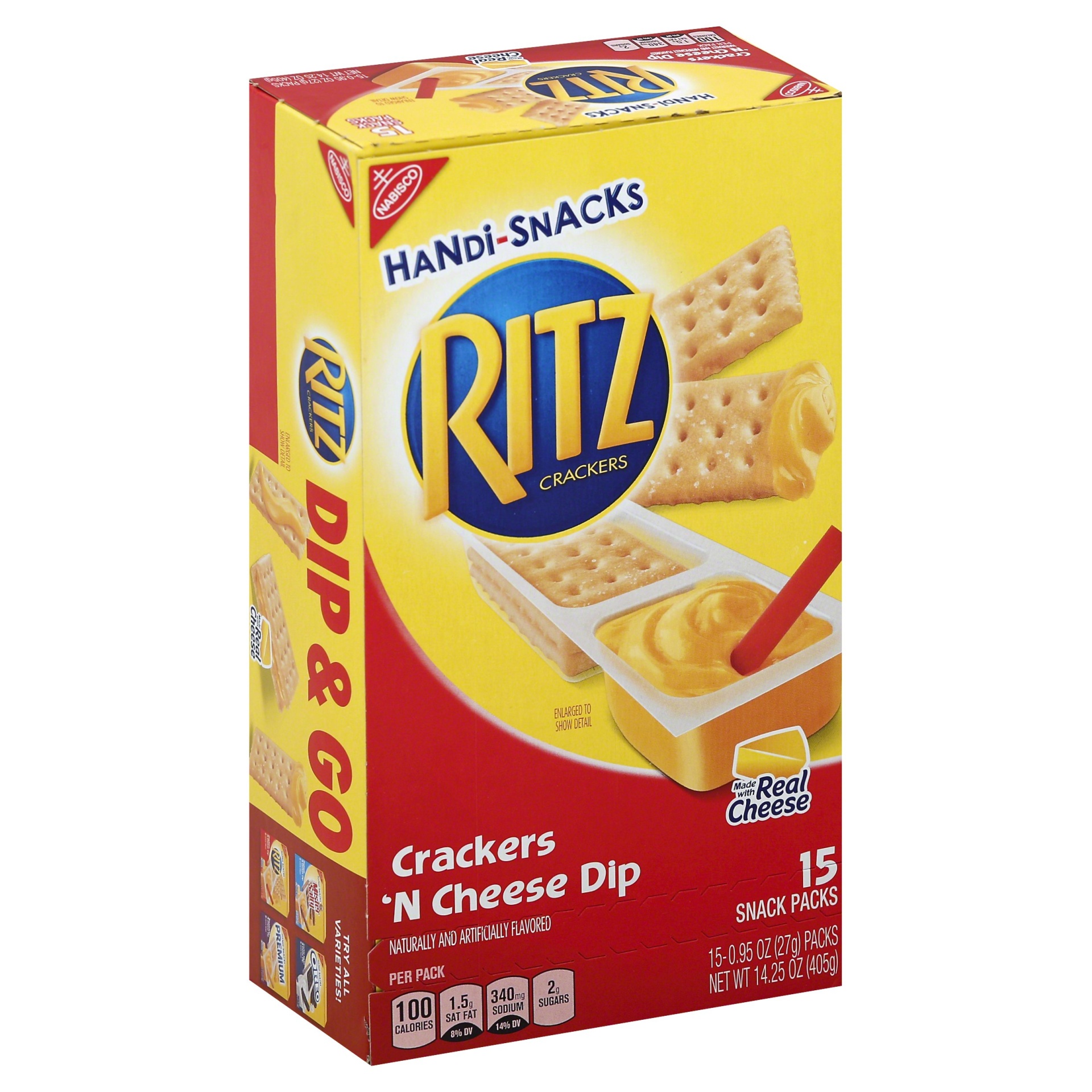 slide 1 of 8, Ritz Crackers 'n Cheese Dip Snack Packs, 14.25 oz