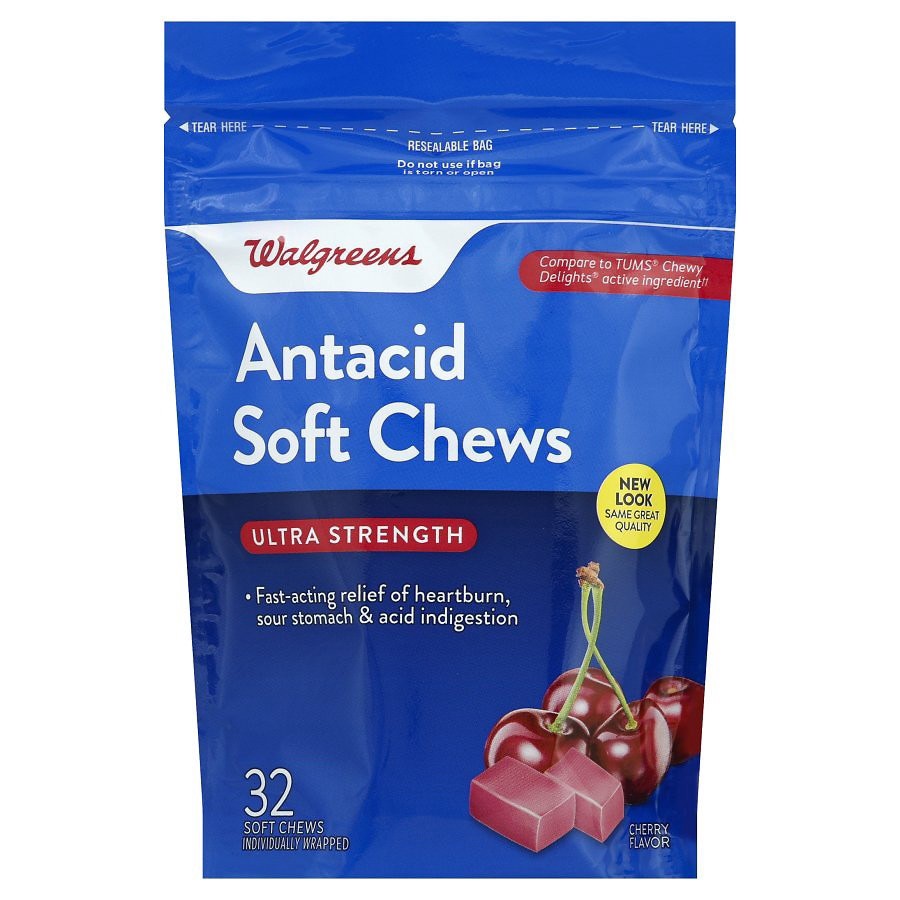 slide 1 of 5, Walgreens Ultra Strength Cherry Flavor Antacid Soft Chews, 32 ct