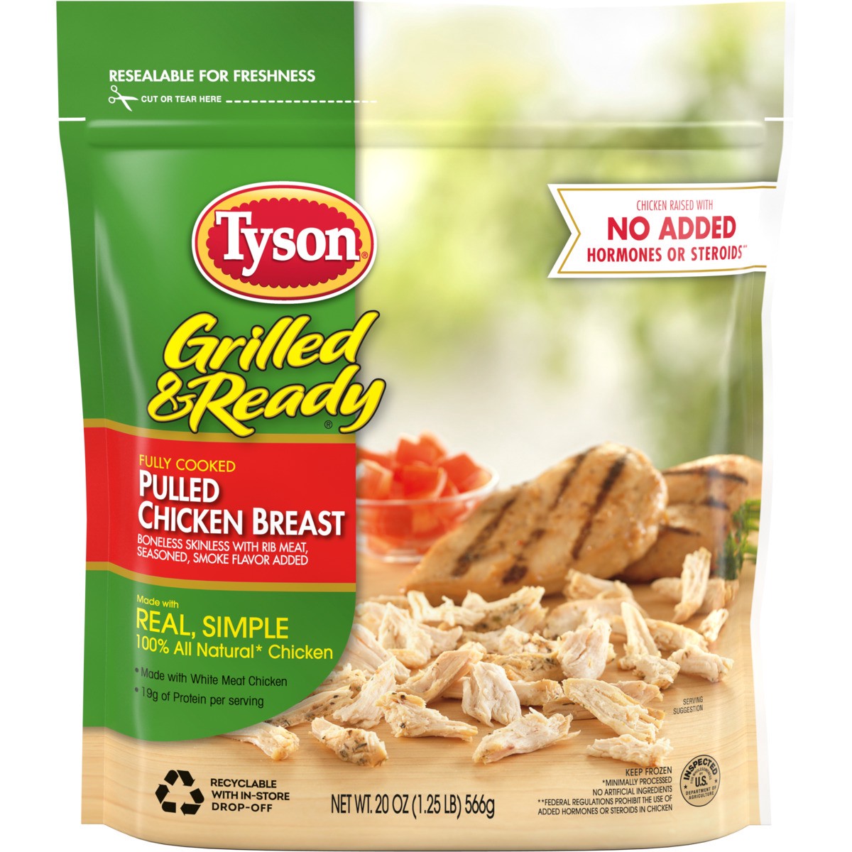 slide 1 of 6, TYSON GRILLED AND READY Tyson Grilled & Ready Fully Cooked Pulled Chicken Breast, 20 oz, 20 oz