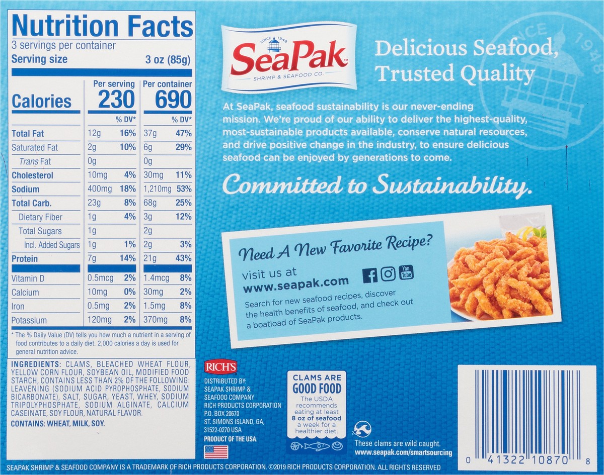 slide 6 of 11, SeaPak Clam Strips Snack Size, 9 oz