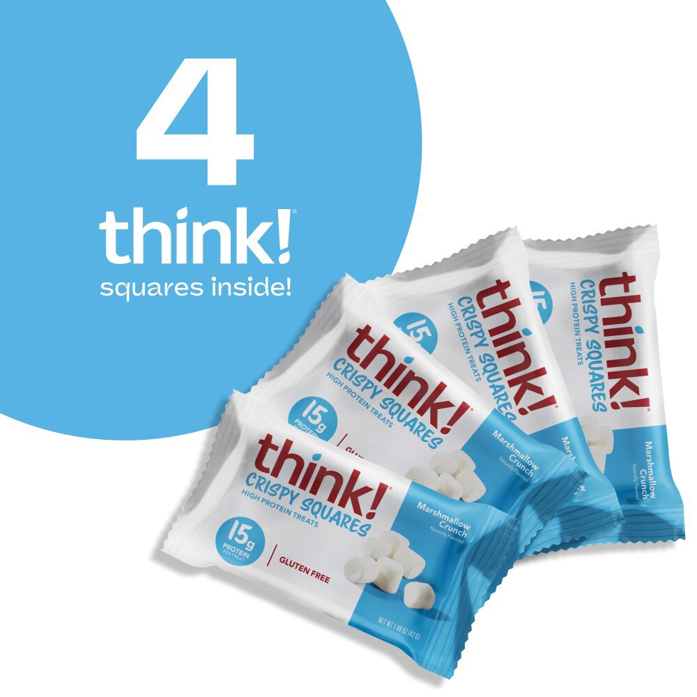 slide 2 of 6, think! High Protein Crispy Squares, Marshmallow Crunch, 4 Count, 4 ct; 1.48 oz