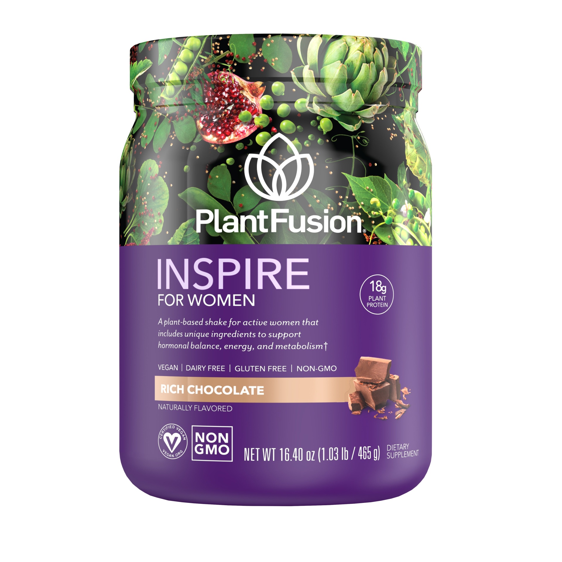 slide 1 of 1, PlantFusion Inspire for Women Protein Powder Rich Chocolate, 16.4 oz