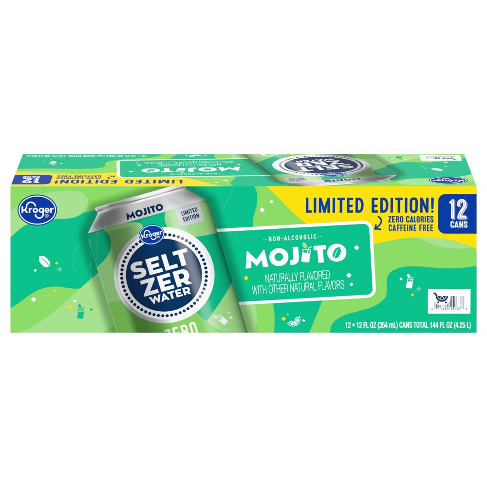 slide 2 of 3, Kroger® Naturally Flavored Mojito Seltzer Water, 12 ct; 12 fl oz